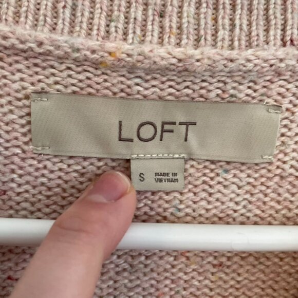 ANN TAYLOR LOFT Flecked Boatneck Sweater Light Baby Pink Multi Confetti Cotton S - Picture 7 of 16